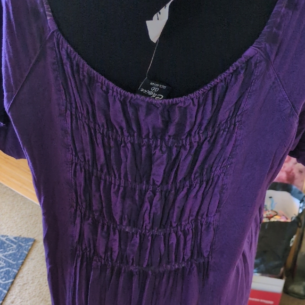 Purple Embroidered Women's Maxi Dress - Boho Scoop Neck - Picture 7 of 12